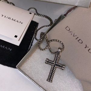 David Yurman Chevron Cross Box Chain Necklace